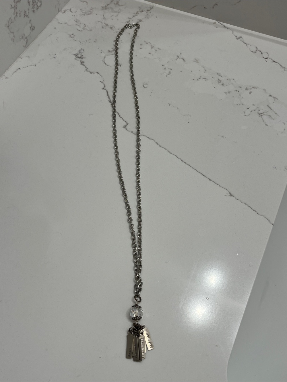 Fruits of the Spirit Silver Pendant Necklace with Crystal Accent